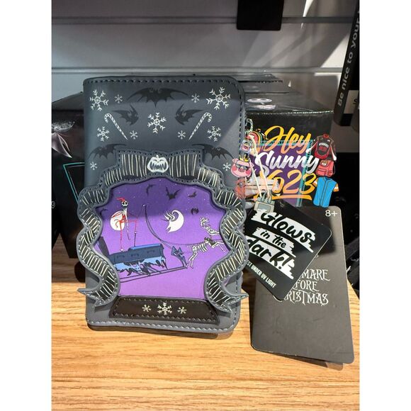 Loungefly Disney The Nightmare Before Christmas Sleigh Ride GITD Wallet - Picture 1 of 6